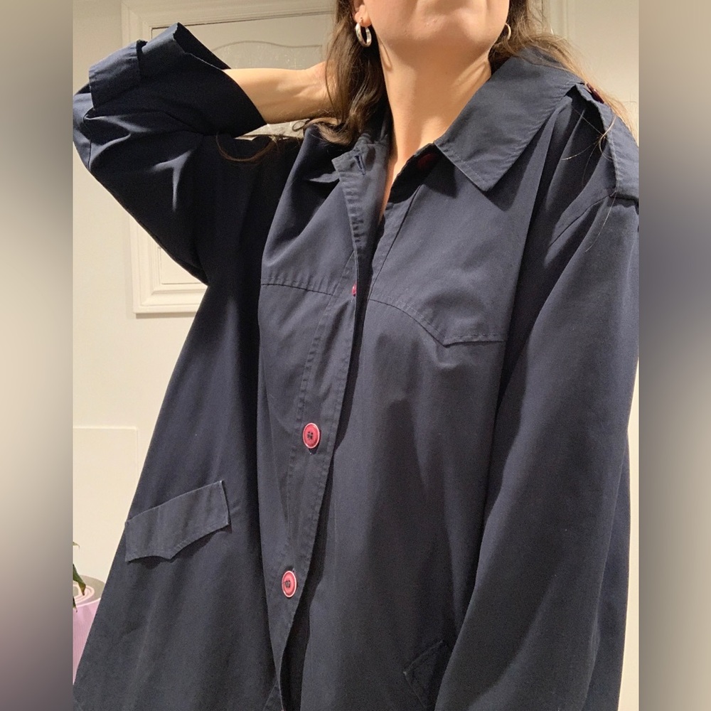 Navy Blue Vintage Trench with Maroon Buttons 

Brand: MonaLisa by Niccolini